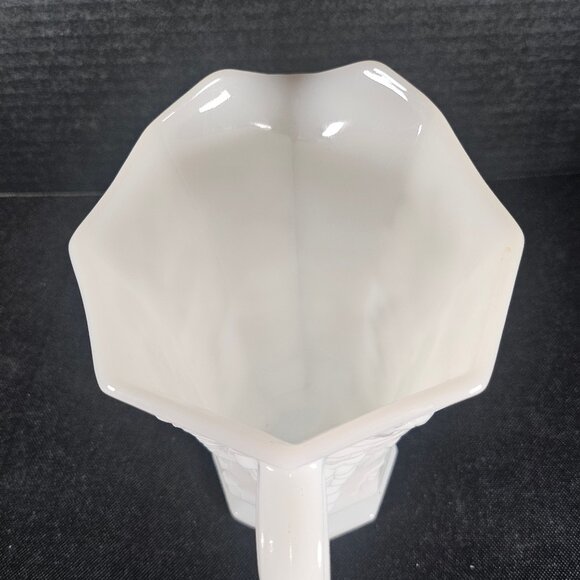 Anchor Hocking Grape Leaf Milk Glass Grape Leaf Pattern, Octagonal Pitcher - Picture 2 of 12